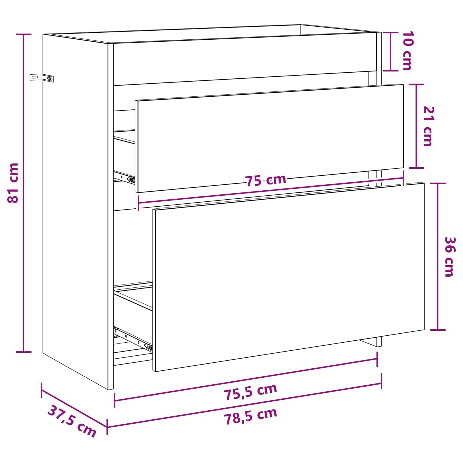 vidaXL Szafka pod zlewem w łazience Stare drewno 78,5 x 37,5 x 81 cm
