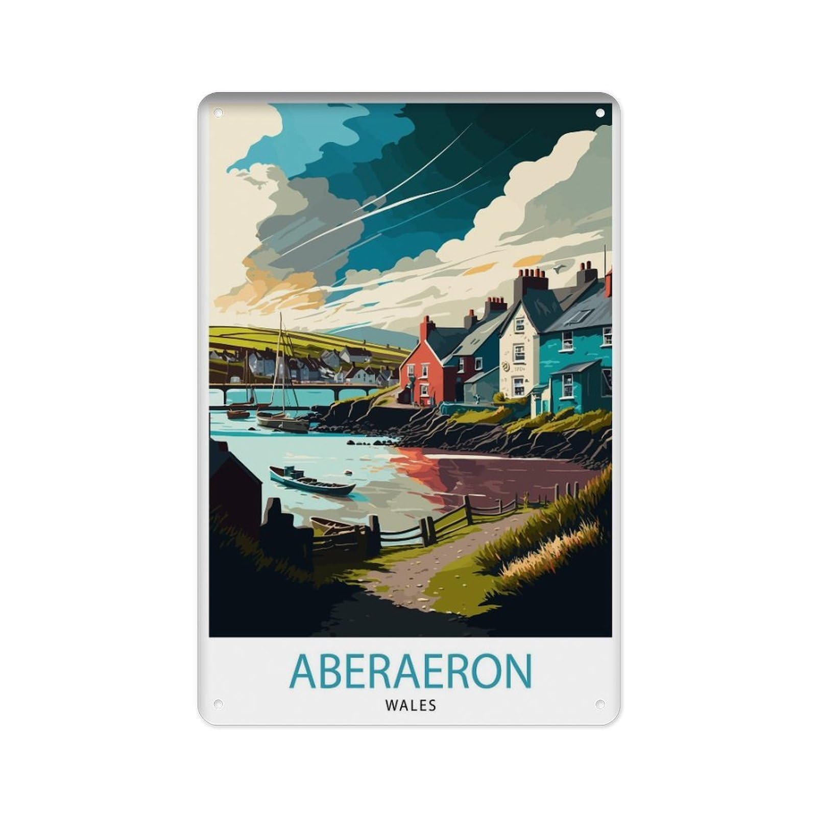 peiyeety Metal Tin Sign Abergavenny Wales Trip, Abergavenny Wales Travel Poster, Abergavenny, A Coastal City in Wales, Abergavenny Wales Home Decor 8 X 12 Inch