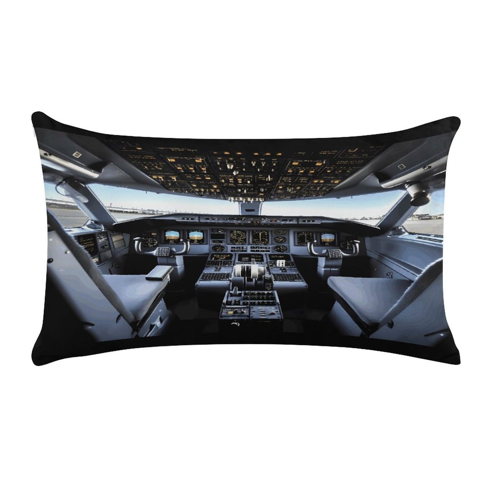 FekiLoot Super Soft Lumbar Throw Pillow Cover 12"x 20", Rectangle Luxury Plush Pillowcase Fade Resistant Pillow Protector Airplane Cockpit Pillow Case Pillow Shams for Sofa Bed Living Room