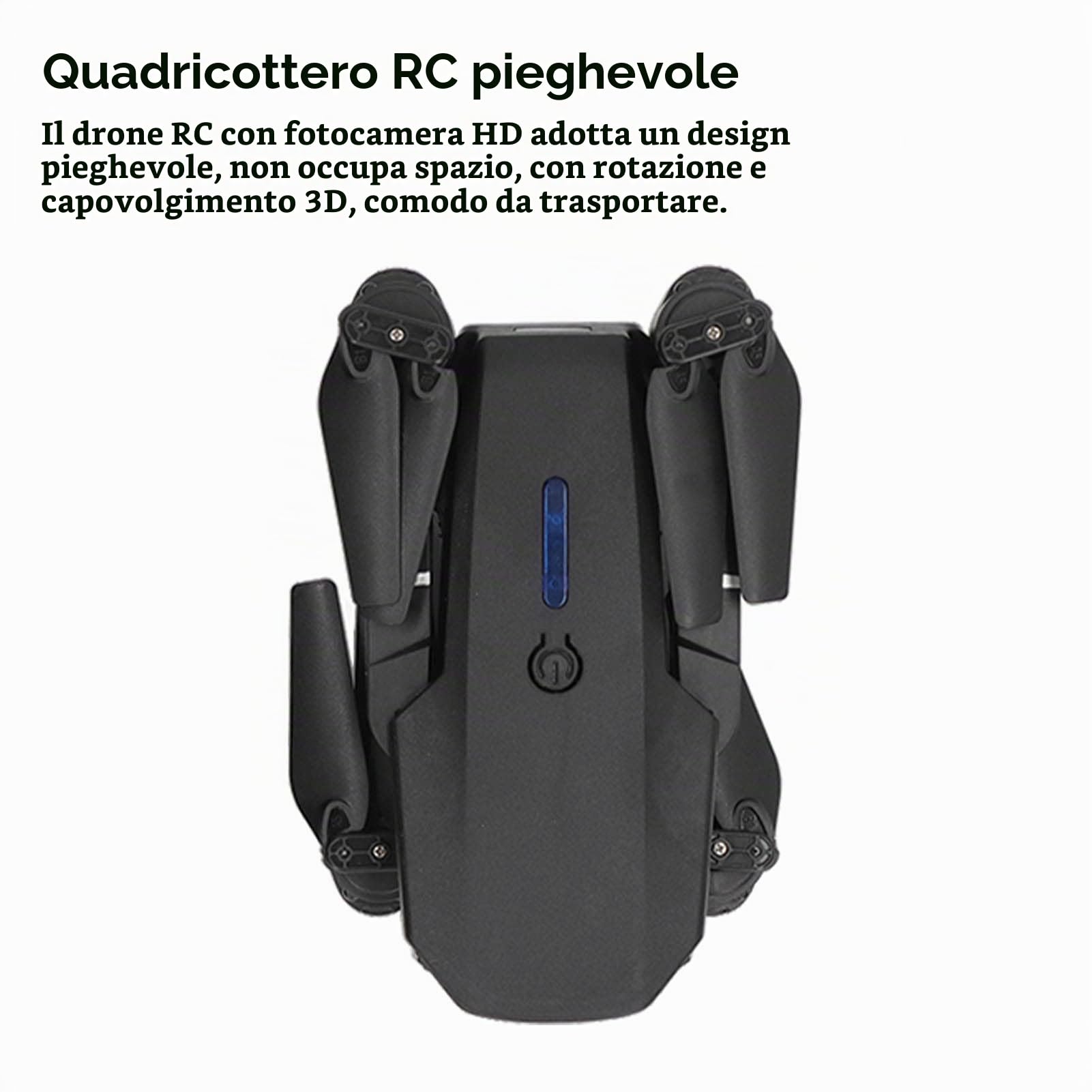 Droni con Fotocamera per Adulti, Drone RC a 4 Assi, Quadricottero RC Pieghevole Giocattoli Regali per Ragazze Maschi, Hover di Posizionamento Alto, Doppia Fotocamera