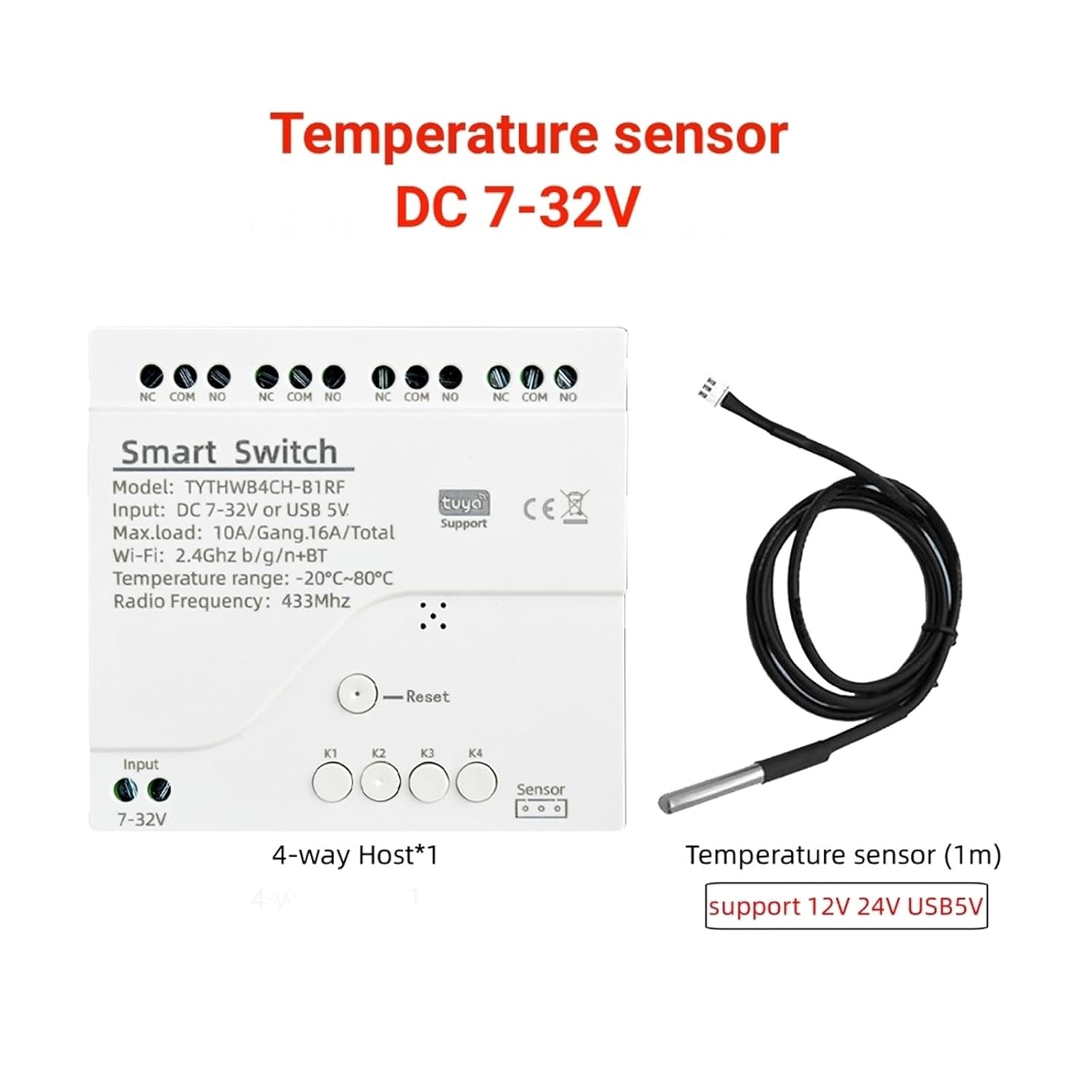 Temperature Switch 16A 3000W with Energy Consumption Monitoring RF433 Compatible with(A)