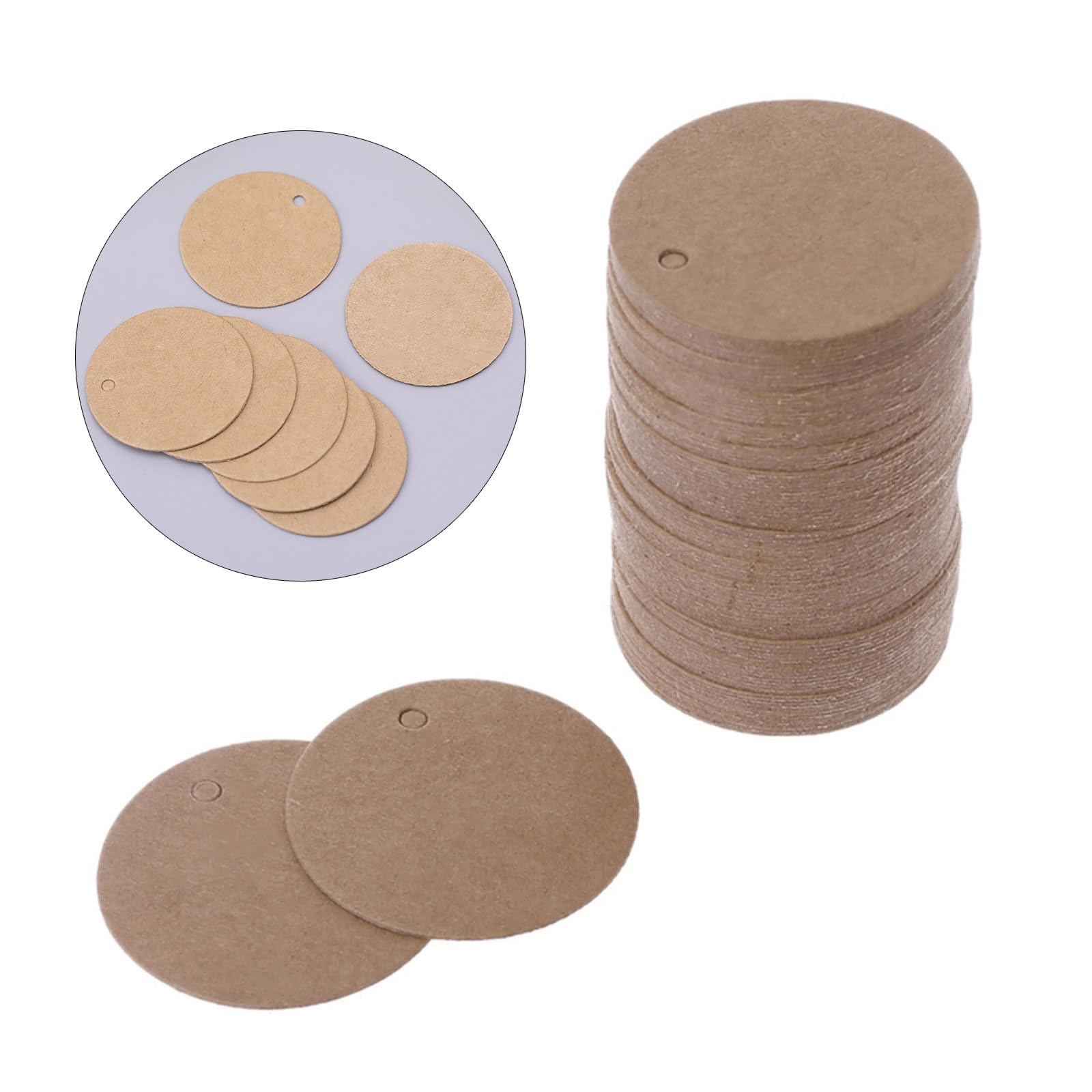 100x Round Tages Handmade Tages Tages with Hole Kraft Paper Tages Wishes Tages