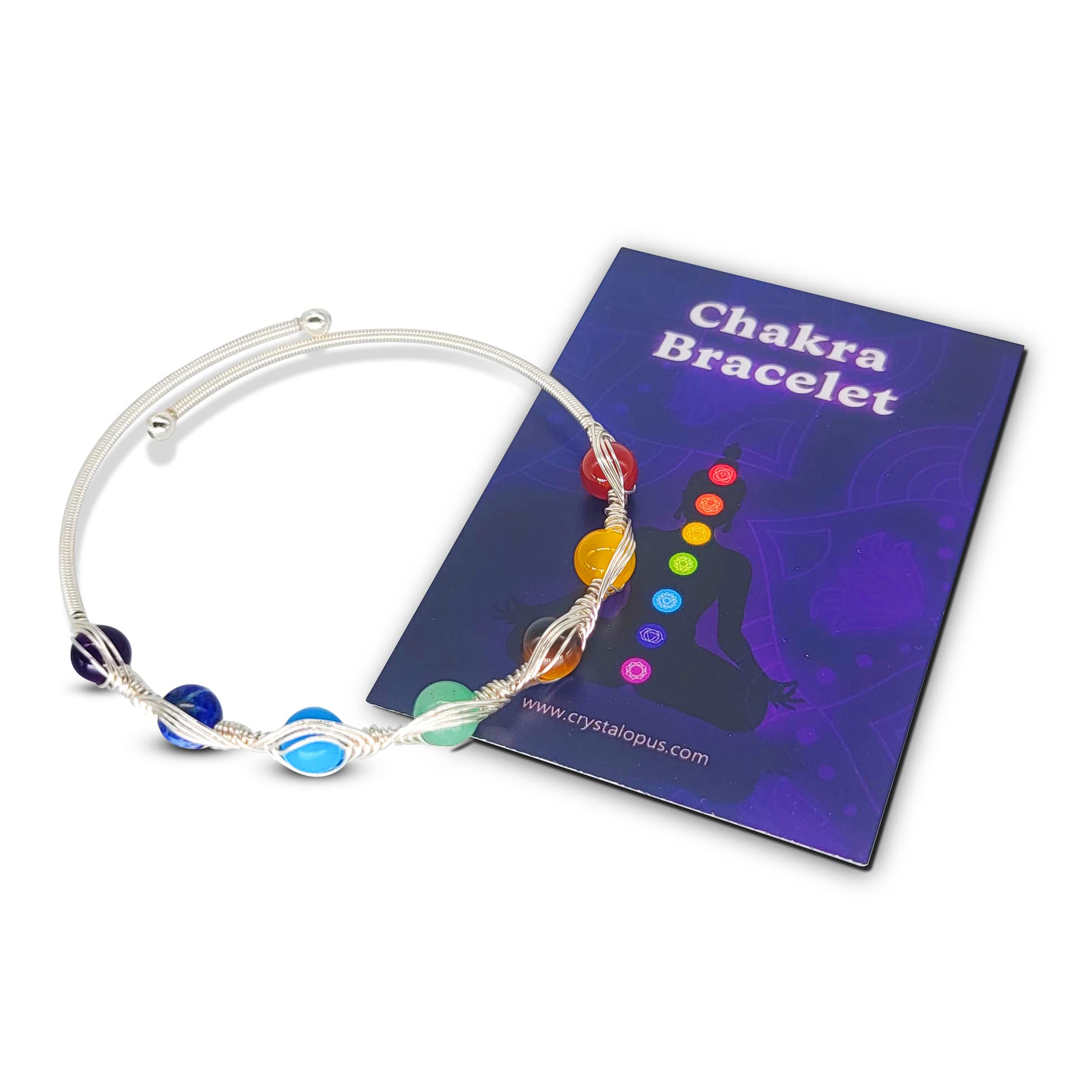 Seven Stone Silver Chakra Bracelet