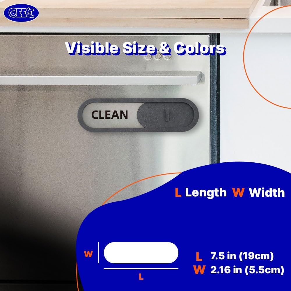 GEEKBEAR Clean Dirty Dishwasher Slider Sign (Gray) - Made with Premium MDF Wood - Wood Slider Indicator with Bold Text