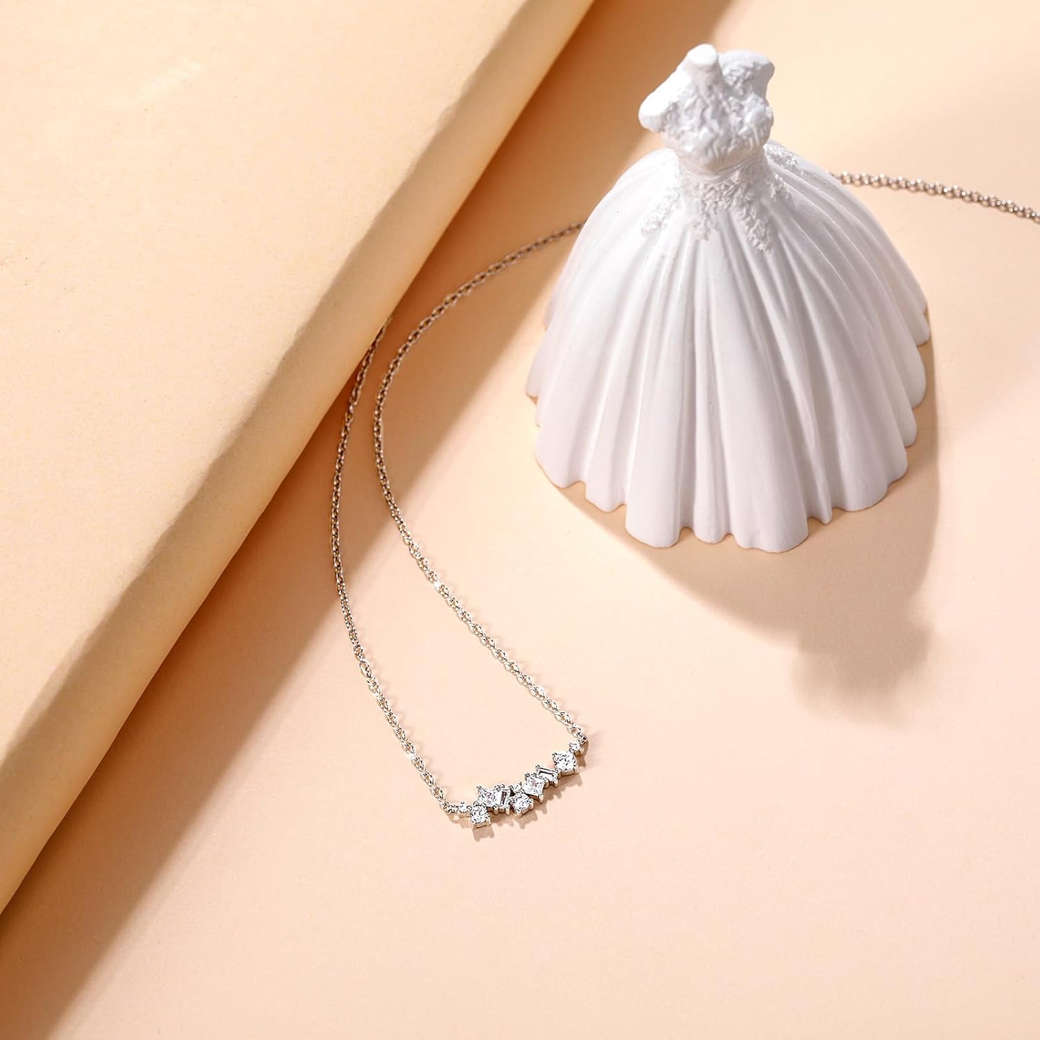 EAMTI 925 Sterling Silver Necklace for Women Cubic Zirconia Circle CZ Pendant Necklace Dainty Minimalist Jewelry Gifts for Women Extenders with Lobster Clasp Gifts for Women Anniversary Day - Image 3