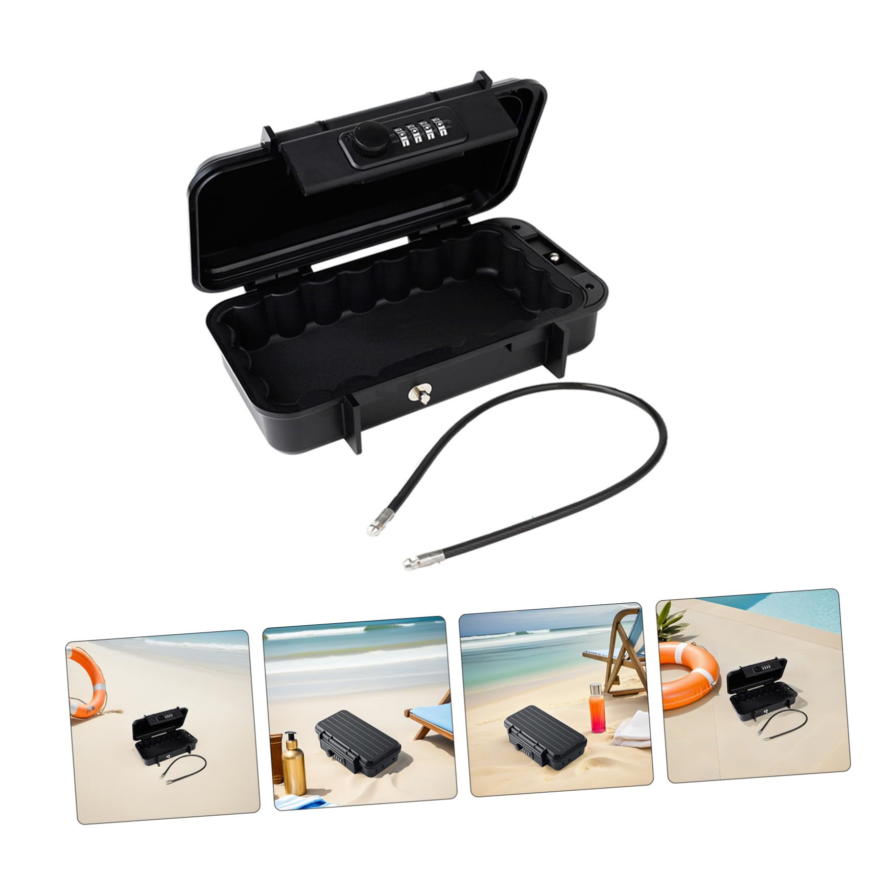 PLAFOPE Tragbare Kleine Safe Box mit Abnehmbarem Stahlseil Stoßfest Silikon-innenfutter Zahlenschloss mit Kombinationen für Reisen Strand Fitnessstudio und Hotelgebrauch