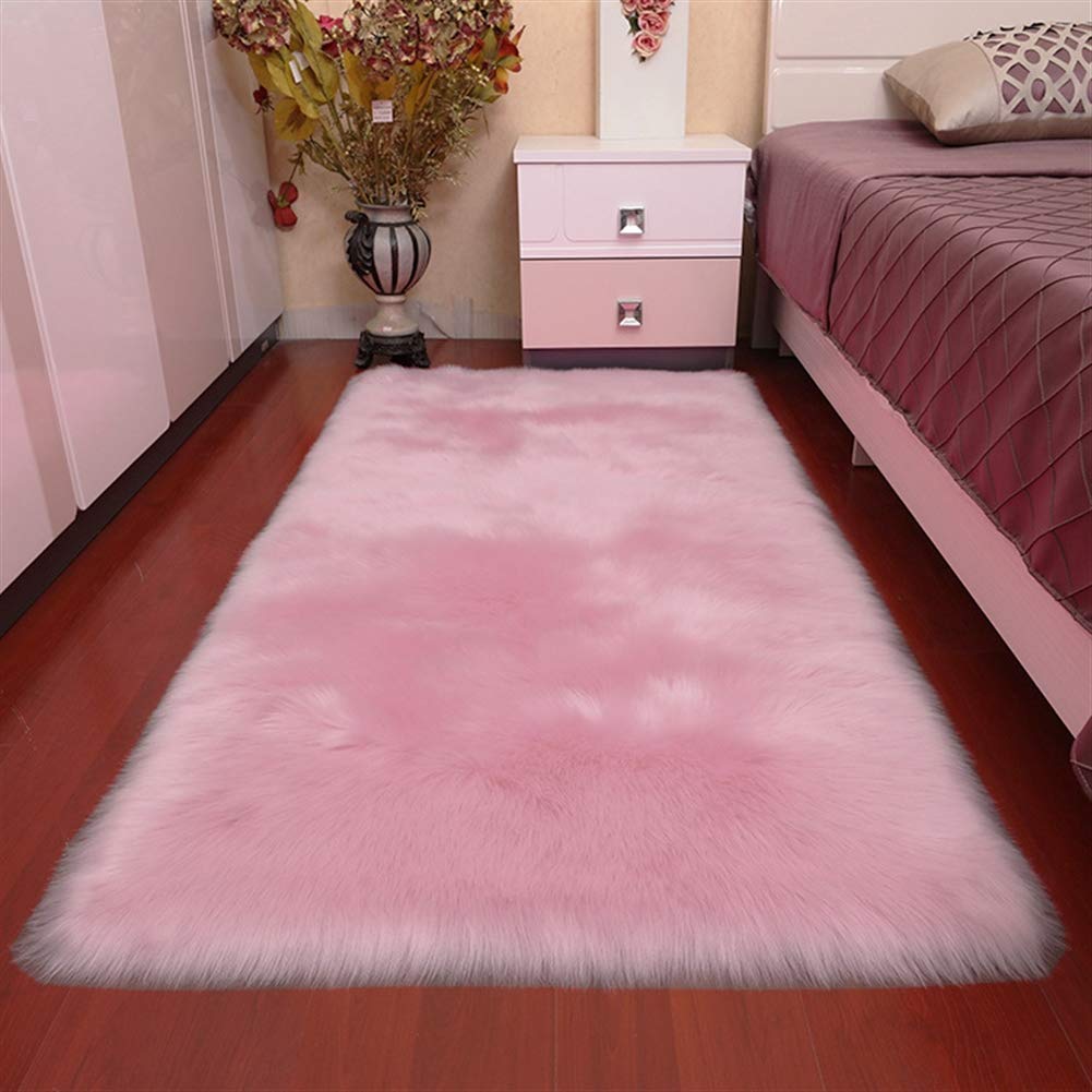 Tapis fausse peau de mouton antidérapant doux lavable pour chambre