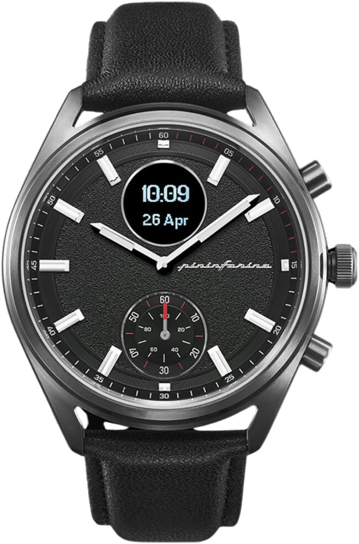 Sintesi Smartwatch - Analogue Watch with Genuine Leather Strap, Digital Display, Compass, GPS Tracking, & Fitness Tracker for Heart Rate, Steps, Calories, & Sleep