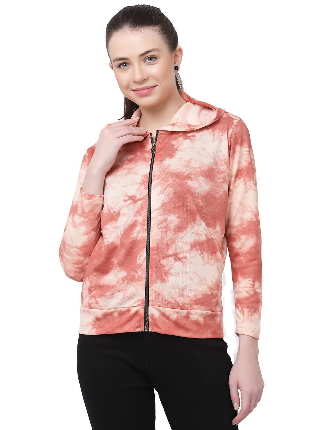 Women's Standard Length Polyester Hooded Sports Gym Training Jacket