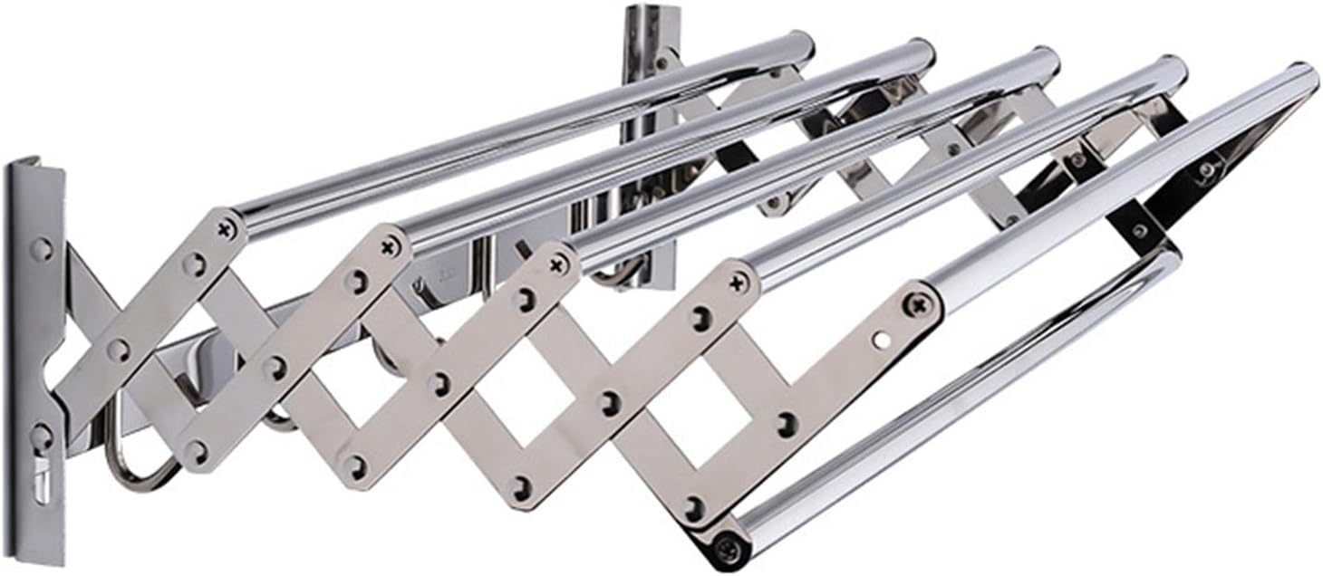 Stainless Steel Wall Mounted Clothing Airer Dryer, Towel Clothes Horse, Compact Fold Away Laundry Drying Rack with Hooks and Bars for Hanging, for Laundry Roo,60cm