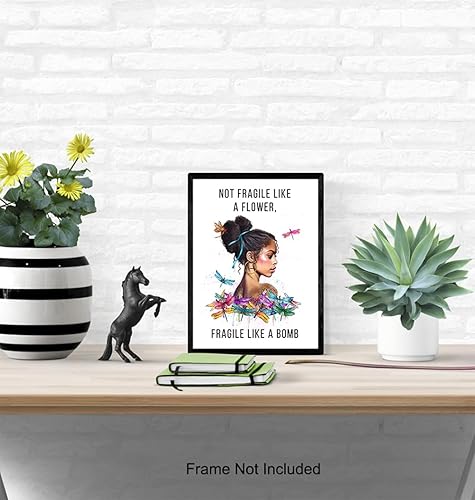 Miniatura 5 de African American Decor - African American Gifts for Women - Black Girl Wall Art - Not Fragile Like A Flower - Motivation Inspiration Wall Art &