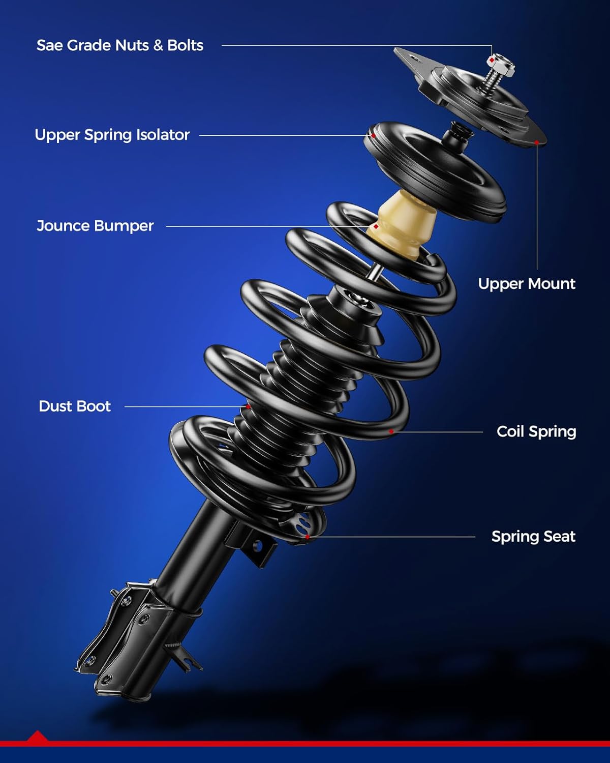 KAX Front Complete Struts and Shocks Absorber Assembly with Coil Spring Fit for Santa Fe 2010 2011 2012,Suspension strut Assembly 373044 372712 372713,Set of 2 4SAA756 Amortiguadores Delanteros