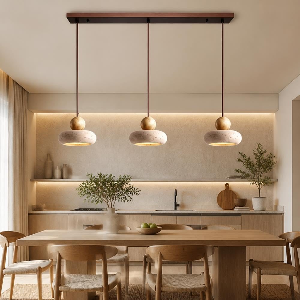 3-punktowa Lampa Wisząca W Stylu Wabi-sabi, LED Z Regulacją Wysokości