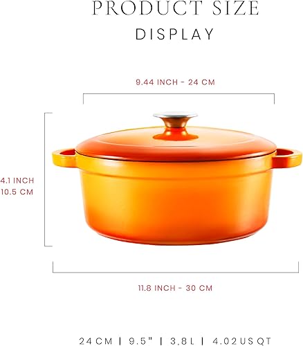 Miniatura 2 de Voeux Utensilios de cocina - Cazuela de horno holandés de hierro fundido esmaltado con tapa (4 cuartos de galón, divertido)