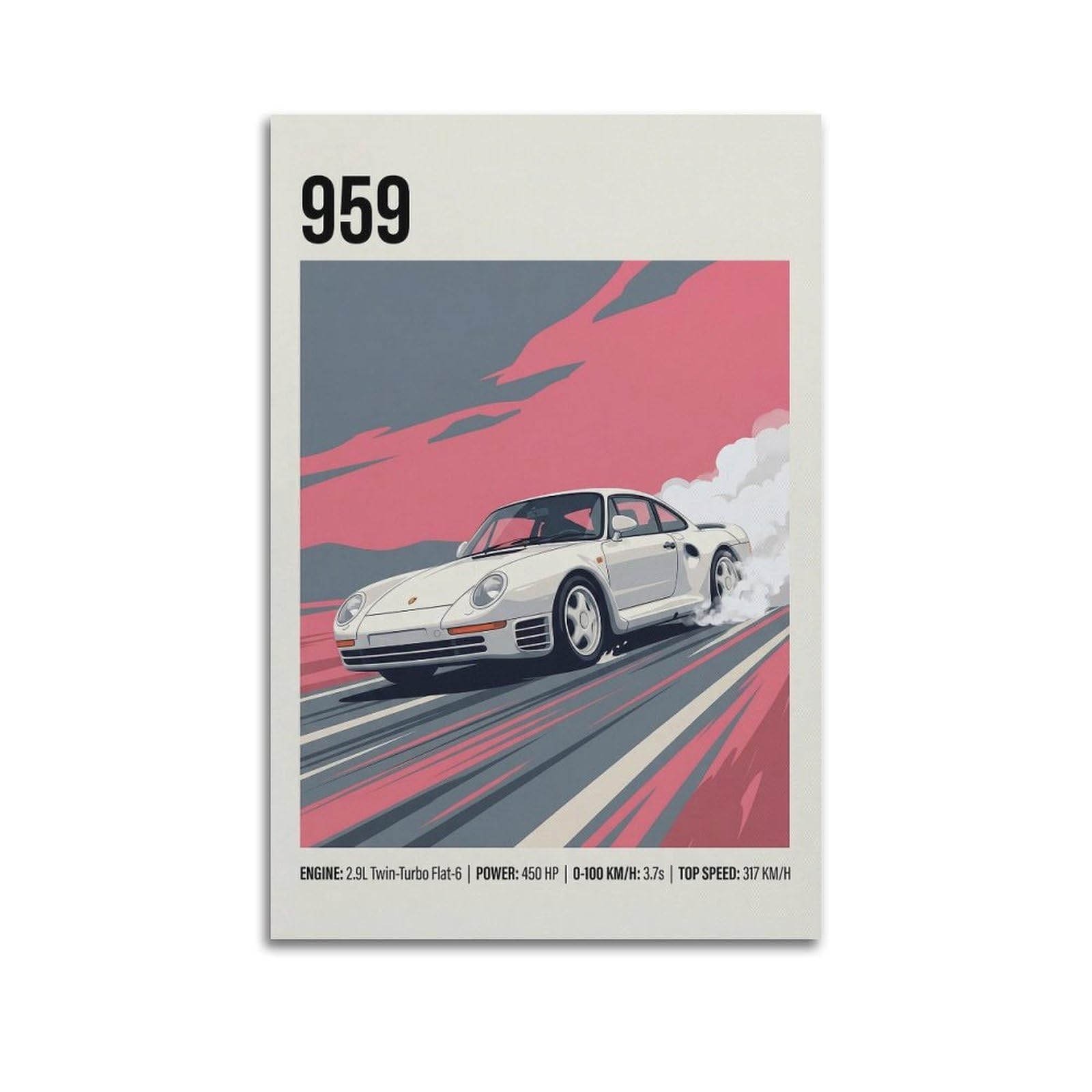 OKAHYS Retro Racing 959 Komfort Supercar Poster Modern Decorative Canvas Prints - Ideal Wall Art for Family, Man Cave, Game Room, Boys & Girls Bedroom 20x30inch(50x75cm)