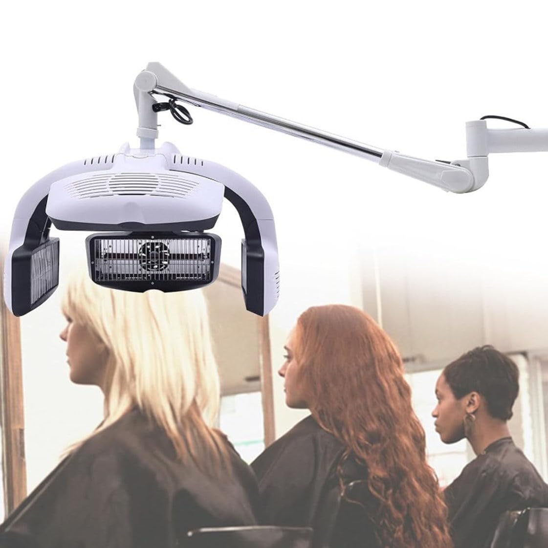Wall Mounted Hair Dryer for Salon 1250W Hair Color Processor Hair Drying Machine w Swivel Arm LED Salon