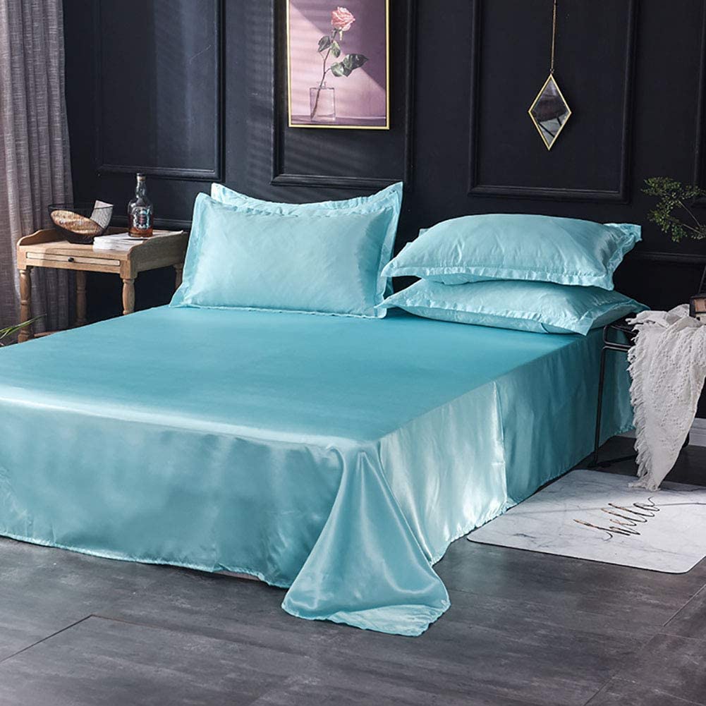 Gtyunzp C Silky Ool Omfortable Fade Resistant Bed Flat Sheet,Solid Olor Ice Silk Satin Fabri Bedding Queen King Size Bed Sheet,Soft Breathable Bed Linen (Color : Size : 230X250cm)