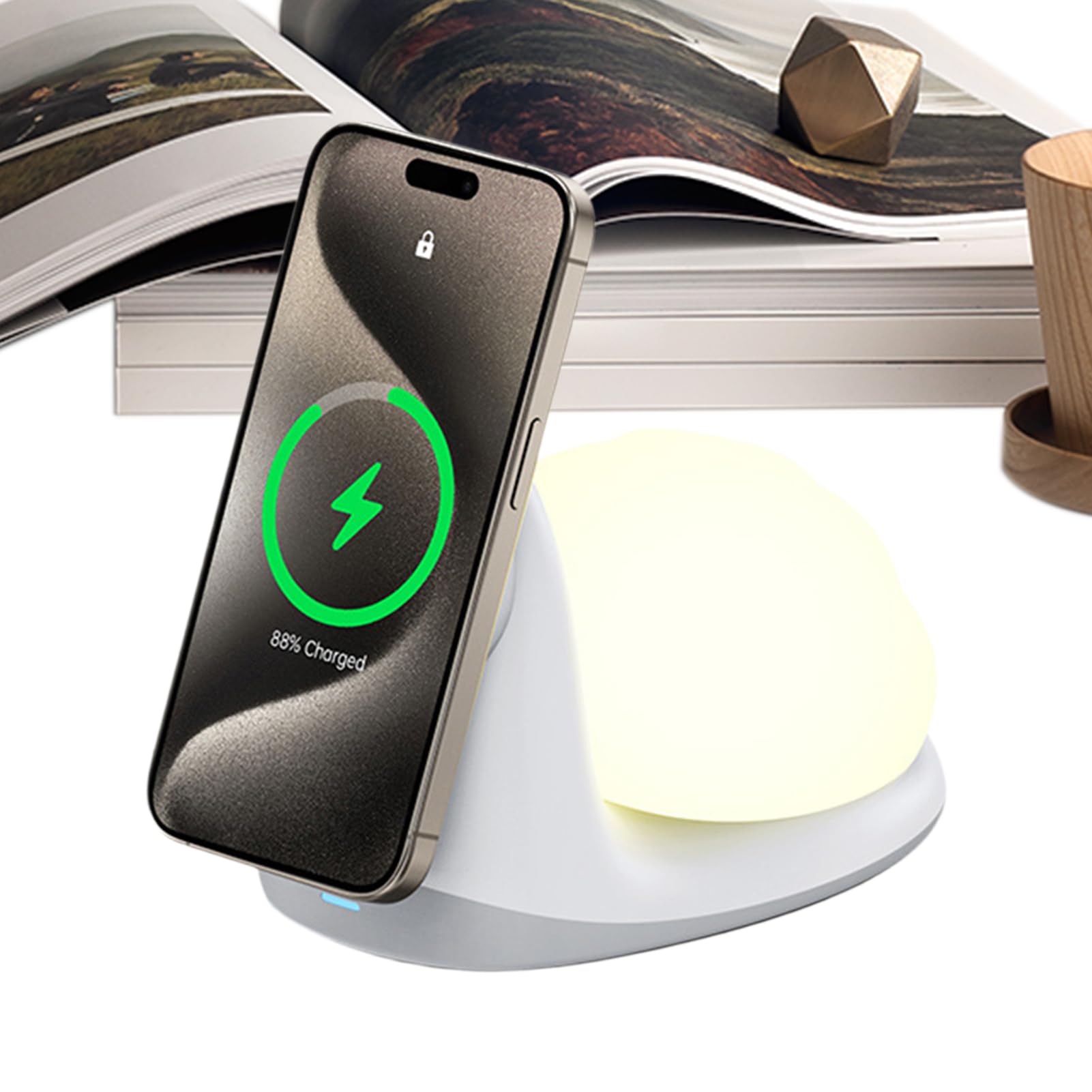 Luce notturna, simpatica piastra di ricarica wireless da 15 W, ricarica | Tappetino di ricarica, per ufficio, casa, camera da letto, cameretta dei bambini, comodino, dormitorio, auto, allattamento