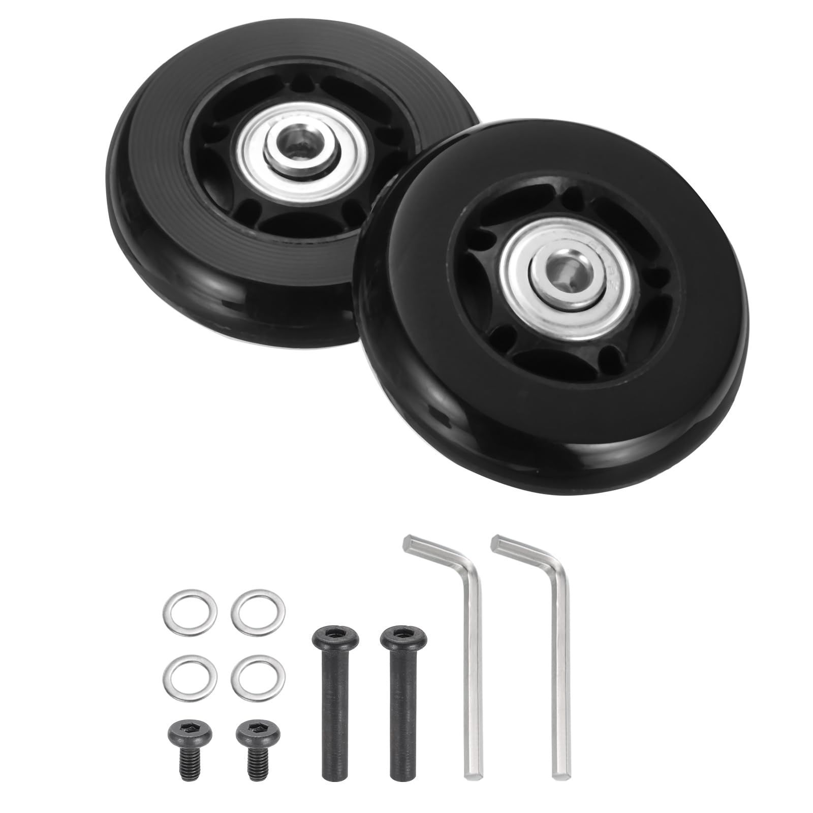 Zestaw 1 Bagaż Koła Zamienny 64 x 18 mm/2.5" x 0.7" Guma Skrętny Kółko jezdne Łożysko Koła Naprawa Ekwipunek do Walizka Inline Zewnętrzny Skate,Czarny