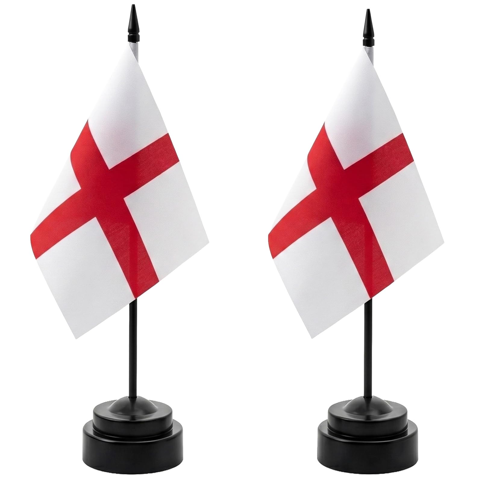 YESAH 2 Pack England Table Flag,14x21cm Mini Desktop St George's Cross Flag for Football 2026 World Cup,Small Handheld Flag with Pole&Plastic Base for Office Desk,Party Decorations