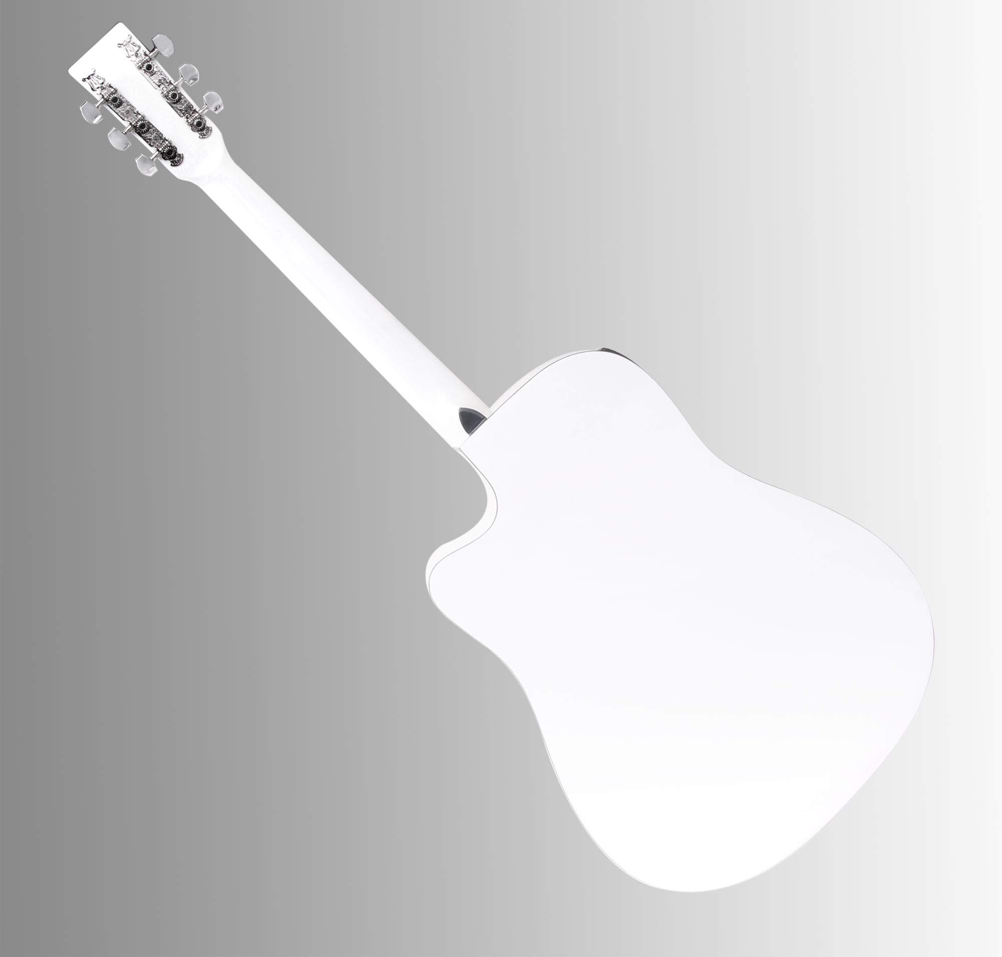 Classic Cantabile WS-10WH-CE Westerngitarre Set - Dreadnought-Style mit Tonabnehmer - Korpus: Linde laminiert - inkl. Tasche, Gitarrenständer, Fußbank und Stimmgerät - weiß