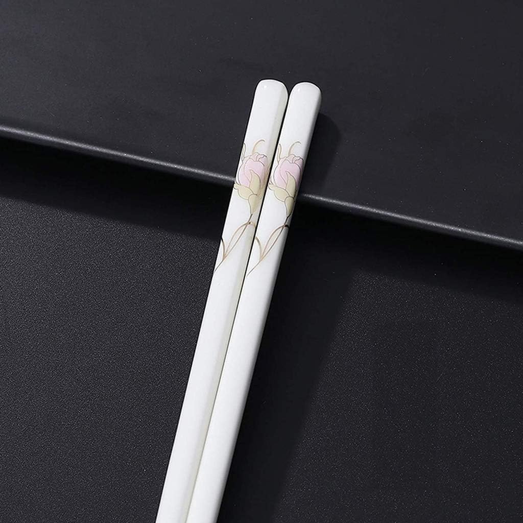 baguette japonaise cooking chopsticks Baguettes, 5 paires de baguettes réutilisables en céramique, ensemble cadeau de baguettes en porcelaine blanche(Color:7,Size:)