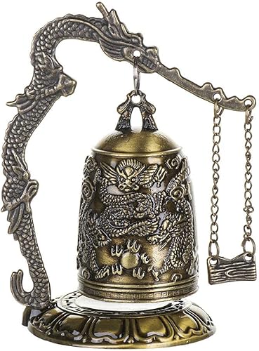 gofidin Templo latón cobre dragón campana reloj tallado estatua loto Buda budismo artes estatua reloj hogar artesanía decorativa