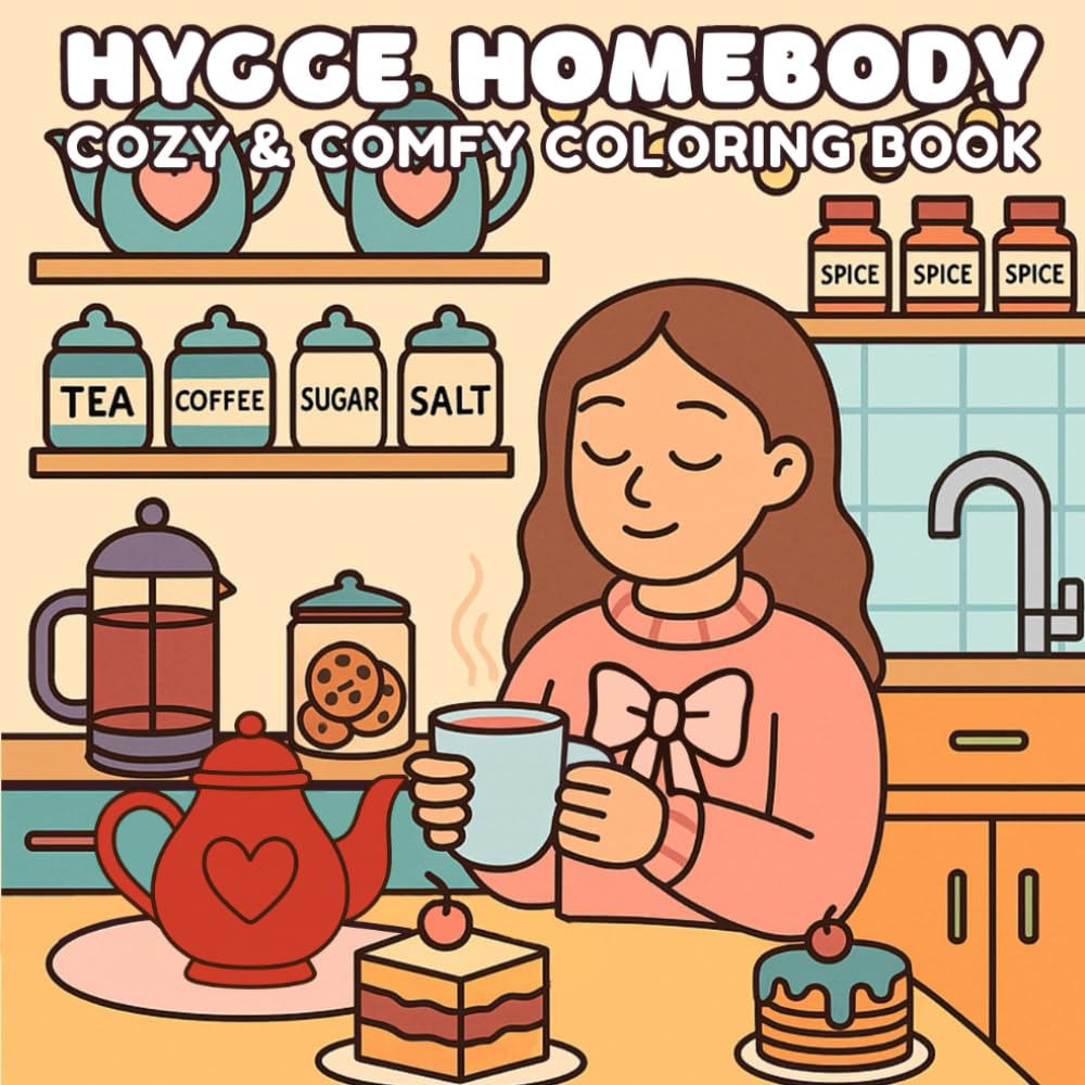 Hygge Homebody - Cozy & Comfy Coloring Book: For adults and teens featuring 40 Bold & Easy Designs for Self-Care and Relaxation, Cozy Girl Homebody (Hygge Coloring Books)