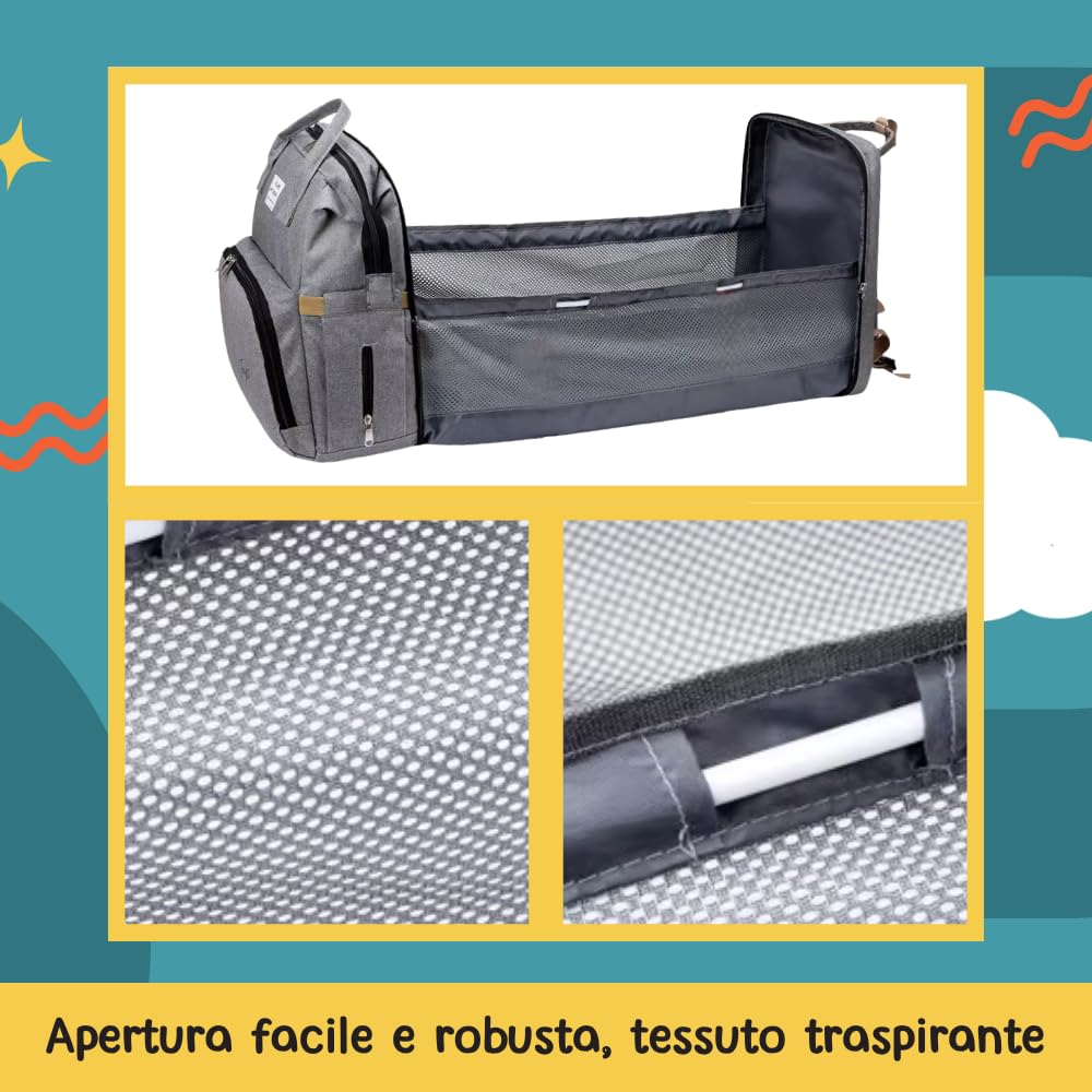 Jeap Sac à langer pour bébé | Sac bébé avec matelas à langer pour le changement de couches | avec poches thermiques et crochets poussette | Grand et en tissu imperméable | Sac à dos bébé pour maman et