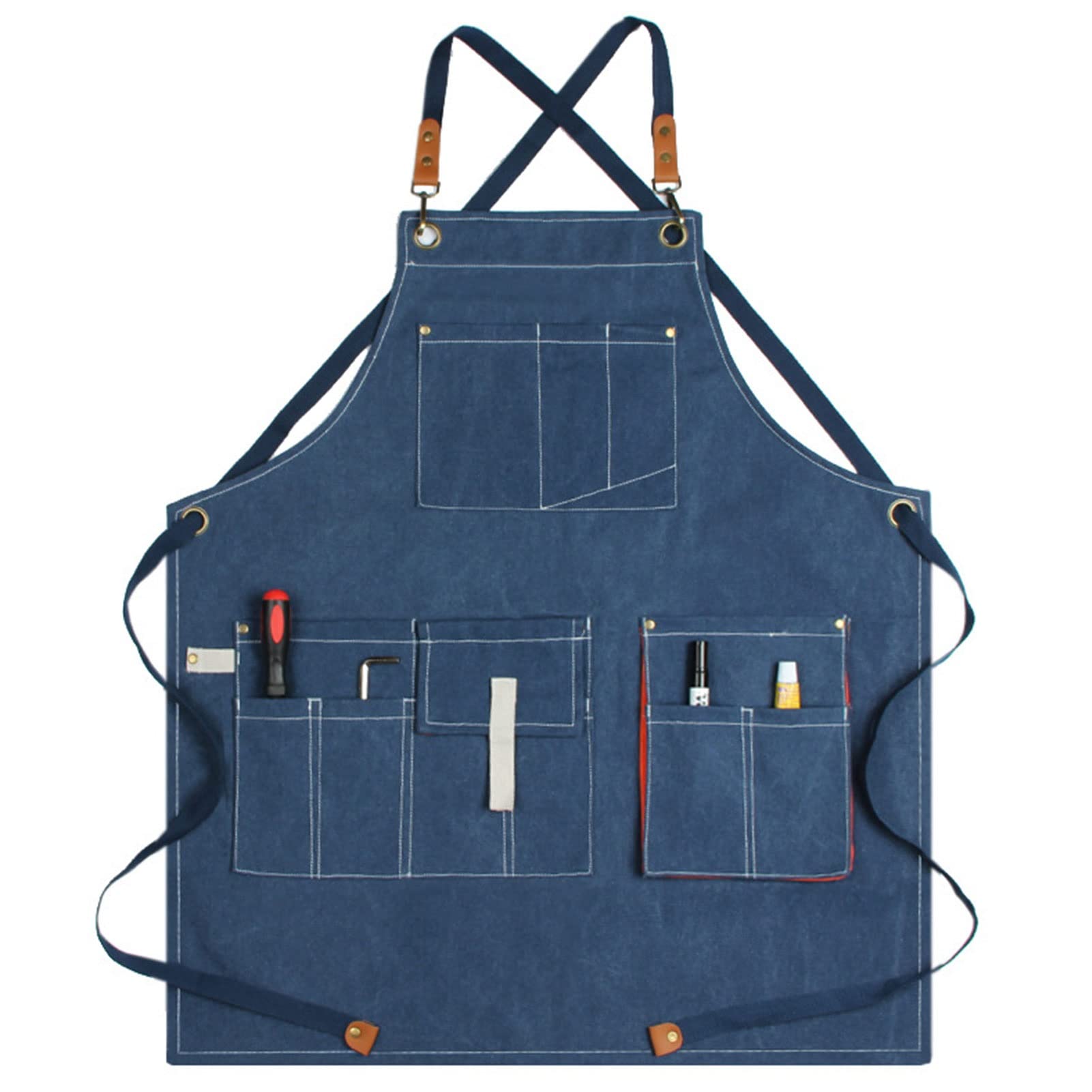Fartuch szefa kuchni ， Fartuch Denim Bib Fartuch warsztatowy, fartuch narzędziowy, fartuch roboczy, fartuch płócienny, fartuch narzędziowy warsztatowy z regulowanymi paskami