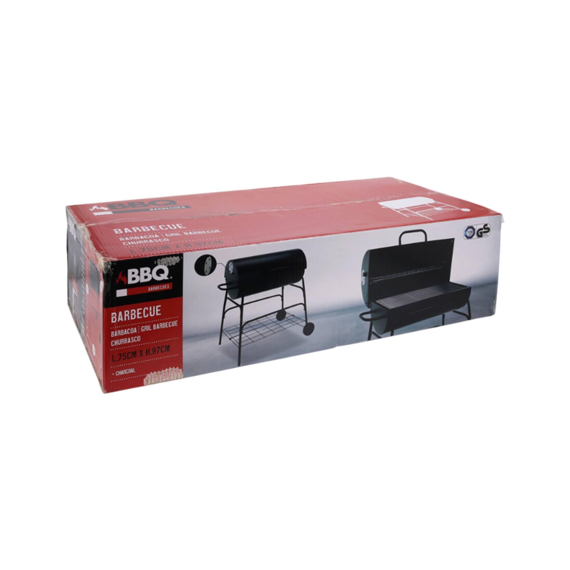 Well Home Barbacoa de cilindro con ruedas, color negro y parrilla de cocción chapada H.97cm