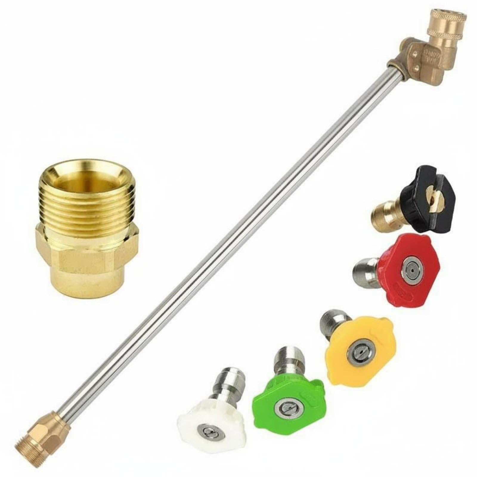 Stainless Steel Pressure Washer Extension Wand Set Quick Connect Pivoting Coupler Pressure Washer Wand for Car Washing, Extension Rod Set B-picture-24