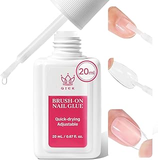 Strong Nail Glue for Press On Nails, Waterproof Brush On Nail Bond Adhesive, Safe Non-Toxic Formula, No UV Light Needed Fast Drying Long Lasting Super Hold for Acrylic Fake Nail Tips, 20ml/0.67fz
