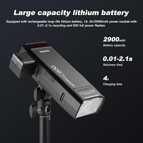 Miniatura 4 de Godox AD200 200Ws 2.4G TTL 18000 HSS sincronización de alta velocidad flash estroboscópico Speedlite Monolight y Godox XPro-N transmisor de