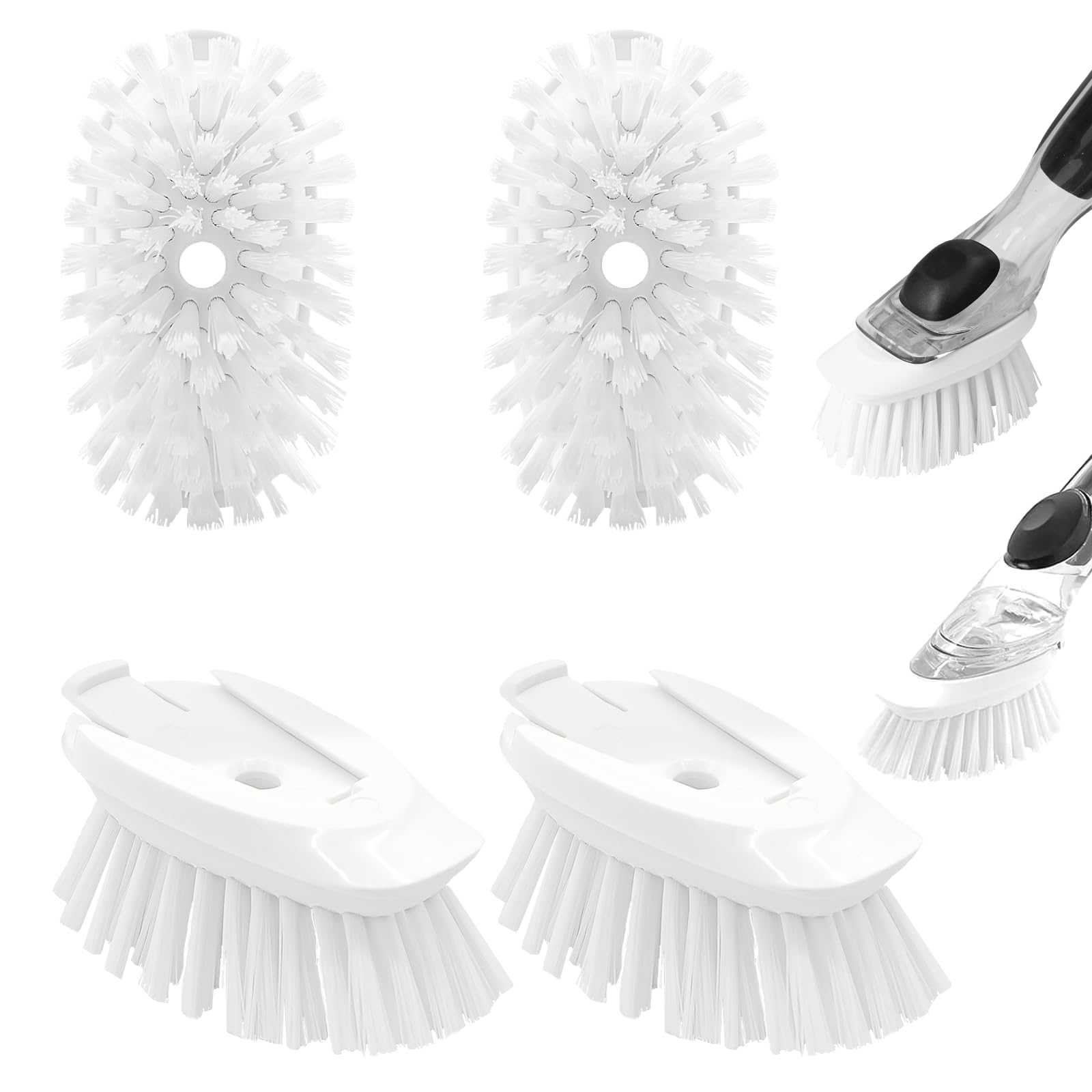 Dish Brush Refill for OXO Dish Brush, 4 Pack Soap Dispensing Dish Brush Refills, Dish Brush Replacement Head, Brush Dispenser Refill Fits Soap Dispensing Handle