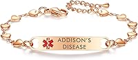 Vista 132 de mnmoom Pulseras de alerta médica para mujer, pulseras de identificación médica de corazón de acero inoxidable con grabado gratuito