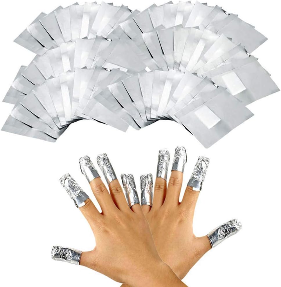 100pcs Aluminium Foil Nail Wraps Acrylic Gel Polish Remover - No Acetone
