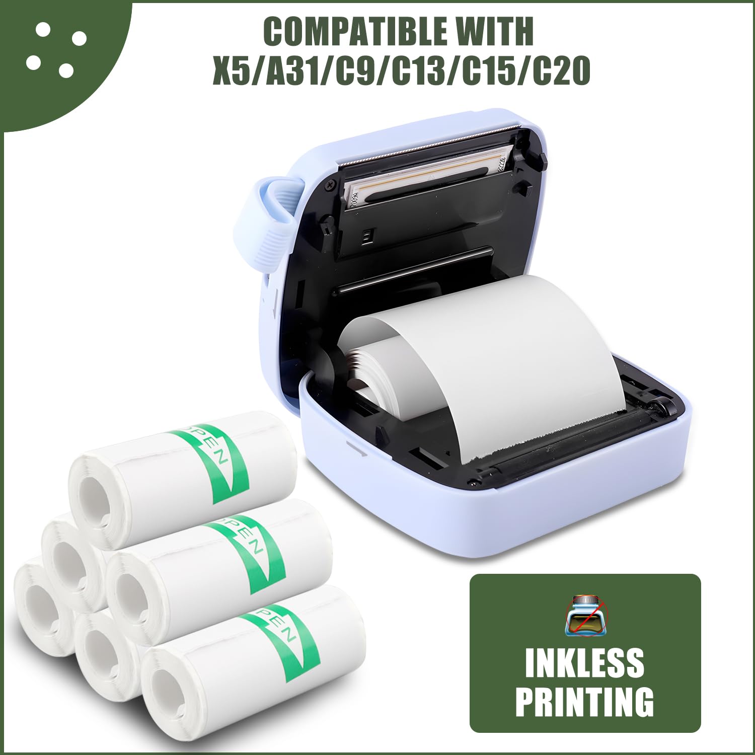 Lot 13 Rouleaux Papier Thermique Pour Appareil Photo Enfant - 10 Blancs + 3 Colorés, 57mm X 2,5m - Inclus Feutres Et Stickers