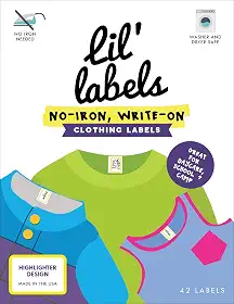 Etiquetas de roupas, etiquetas de nome, seguro para máquina de lavar e secar, não passar a ferro, etiquetas para creche, laváveis, escritas, feitas nos EUA, design de marcador, conjunto de 1