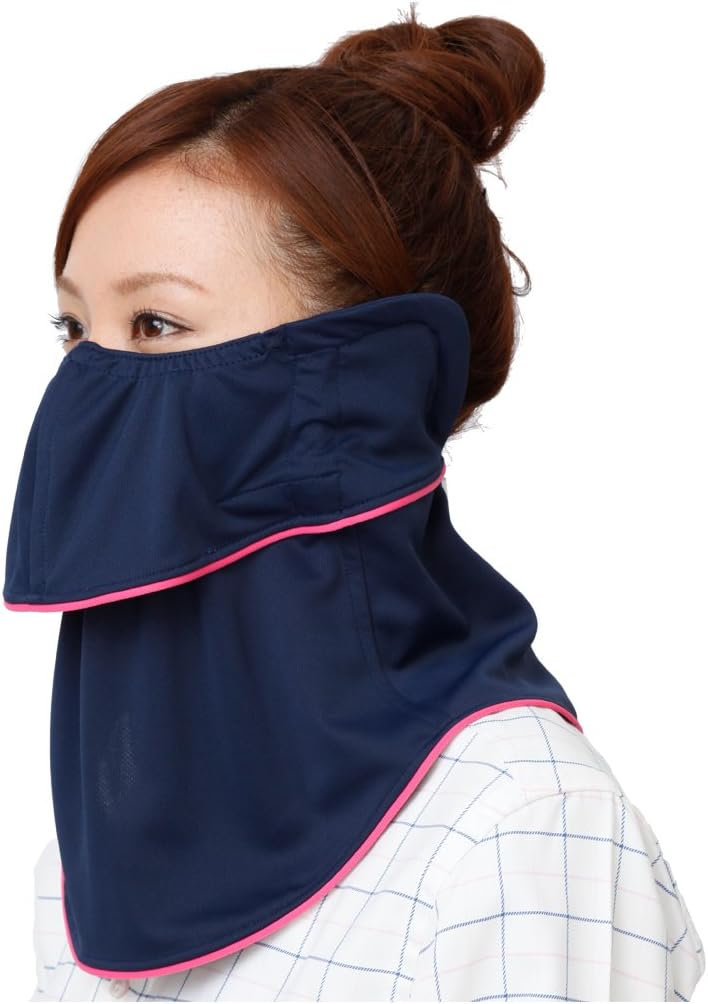 Yake-nu UV Sun protection face mask with form stability tape. 585Navy "Yake-nu Athlete with an ear cover"