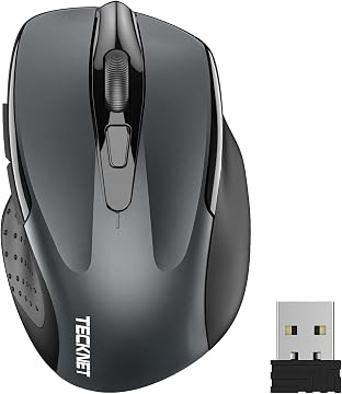 TECKNET Ratón Inalámbrico, 5 Niveles 2600 dpi, 2.4G Ratón Inalámbrico USB Ergonómico, 6 Botones, 24 Meses Duración de Batería, Mouse Inalámbrico Óptico para Computadora, PC, Mac, Portátil