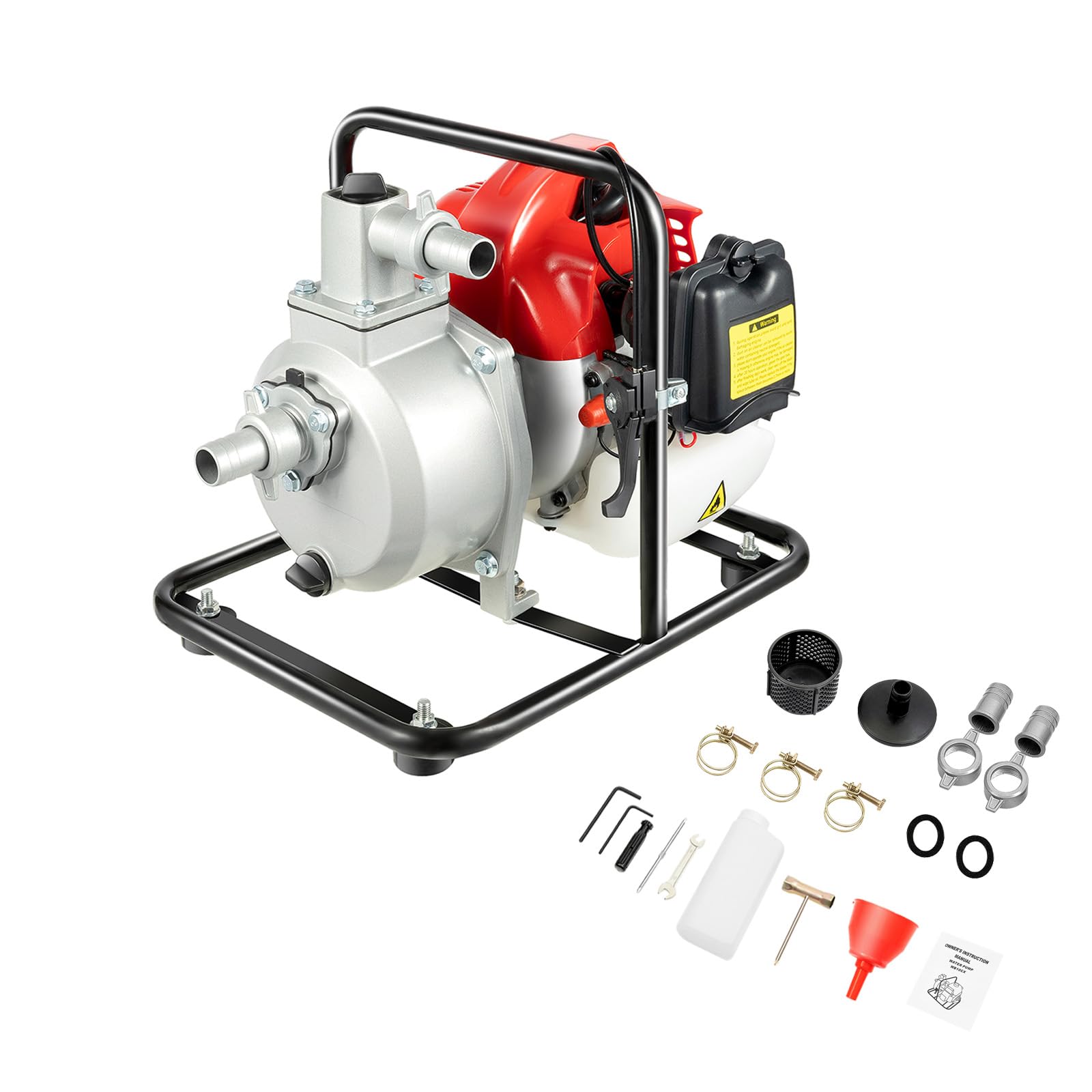 AGULIUM 2HP Gas Powered Water Pump, 1 Inch Trash Pump, 43cc 2-Stroke Gas Water Pump with Filter, Portable Water Transfer Pump for Garden Pool Drainage