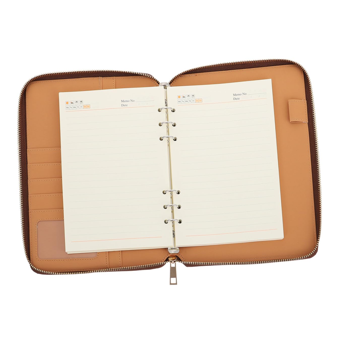 Cabilock Cuaderno de Negocios A5 con Funda de Cuero y Cremallera, Bloc de Notas Empresarial Multiusos para Oficina, Estudio y Hogar, Cuaderno de Planes Compacto y Funcional