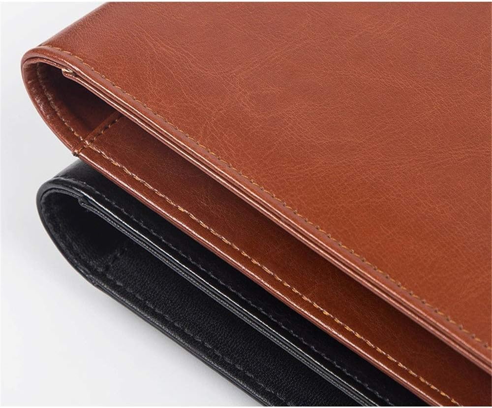 Teczka konferencyjna ze skóry PU, Skórzana teczka konferencyjna A4 Portfolio biznesowe z kalkulatorem Czarny Brąz 230x175mm(Bruin)