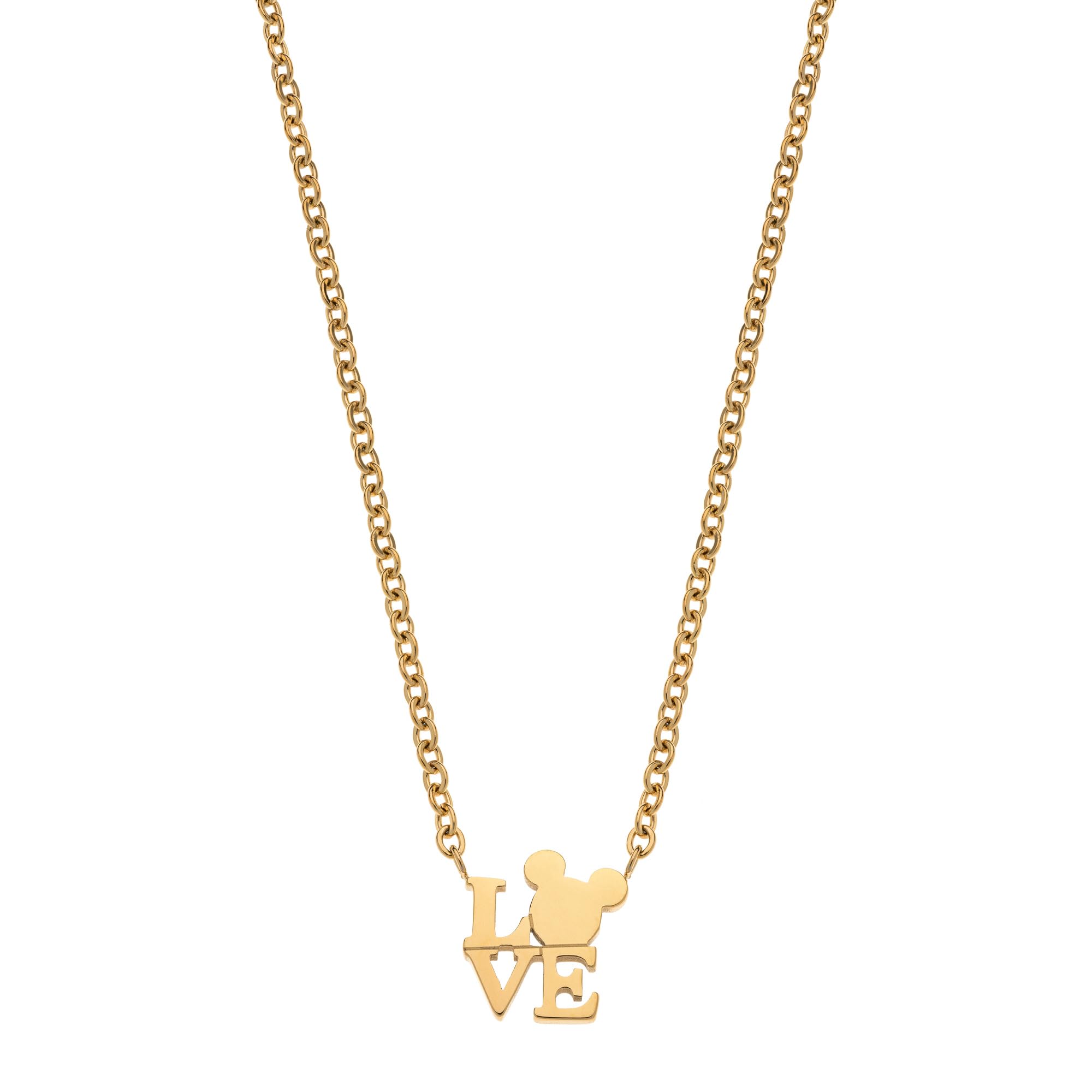 Collar de Acero Inoxidable para Mujer de Disney, Talla única para niñas, Chapado en Oro, 35+5cm