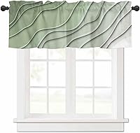 Vista 6 de Cortina de cenefa color turquesa degradado para ventanas Kithchen, verde azulado y marrón, degradado, moderno, abstracto, geométrico, cenefas