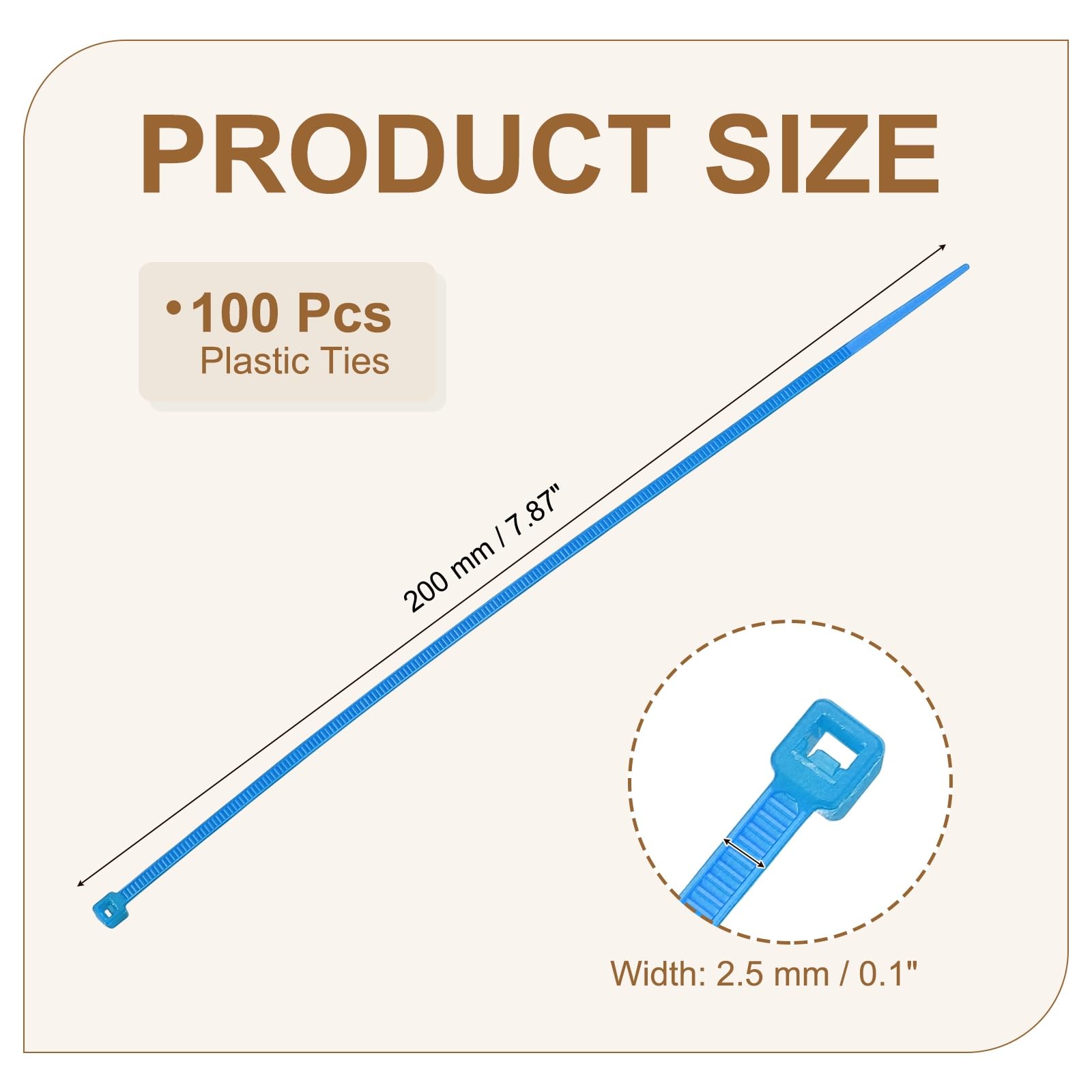 YELARXI Zip Ties Plastic Cable Ties, Self-Locking Wire Zip Tie 8 Inch Fit for Home Garden Office Workshop Travel - (100 Pack, Blue) - Image 2