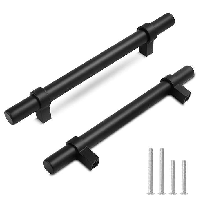 Buy Black Dresser Handles, Stainless Steel Kitchen Handles 5 inch (128mm) Hole Center