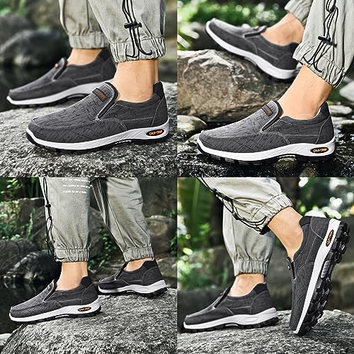 Men's Canvas Slip-on Orthopedic Loafers,Outdoor Breathable Non-Slip Fashion Flats Driving Sneakers Casual Walking Boat Shoes2