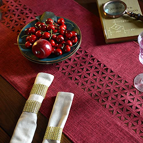 Artable Rectangle Table Runners Fabric Home Garden Table Runner With Well-Trimmed Edge For Picnics Indoor And Outdoor Dining Holiday Long Tables (Burgundy, 16 X 28 Inch) #TOP4